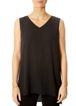 V-Neck Long Shell Black Top