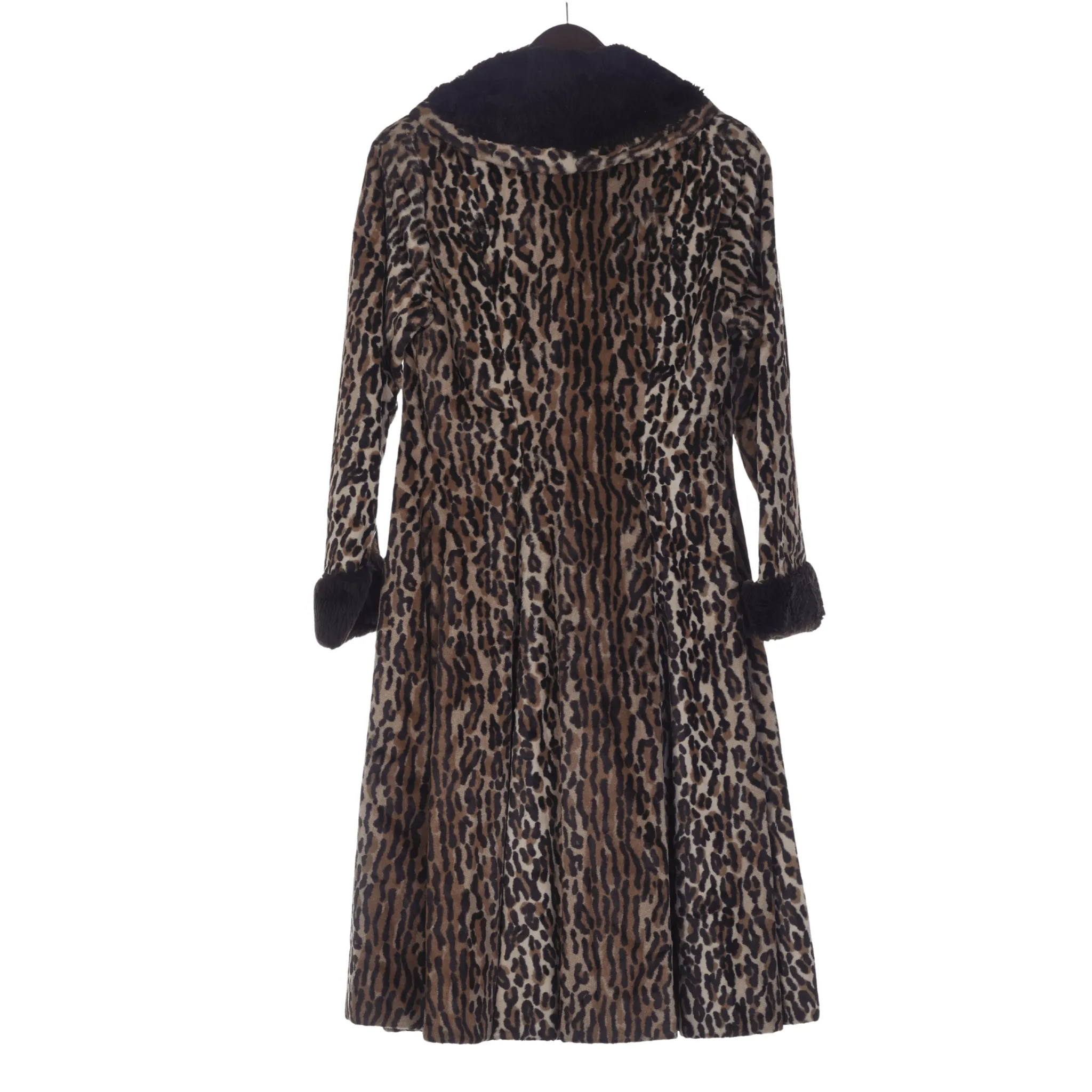 Vintage Faux Fur Leopard Print Long Sleeved Coat UK Size 8.