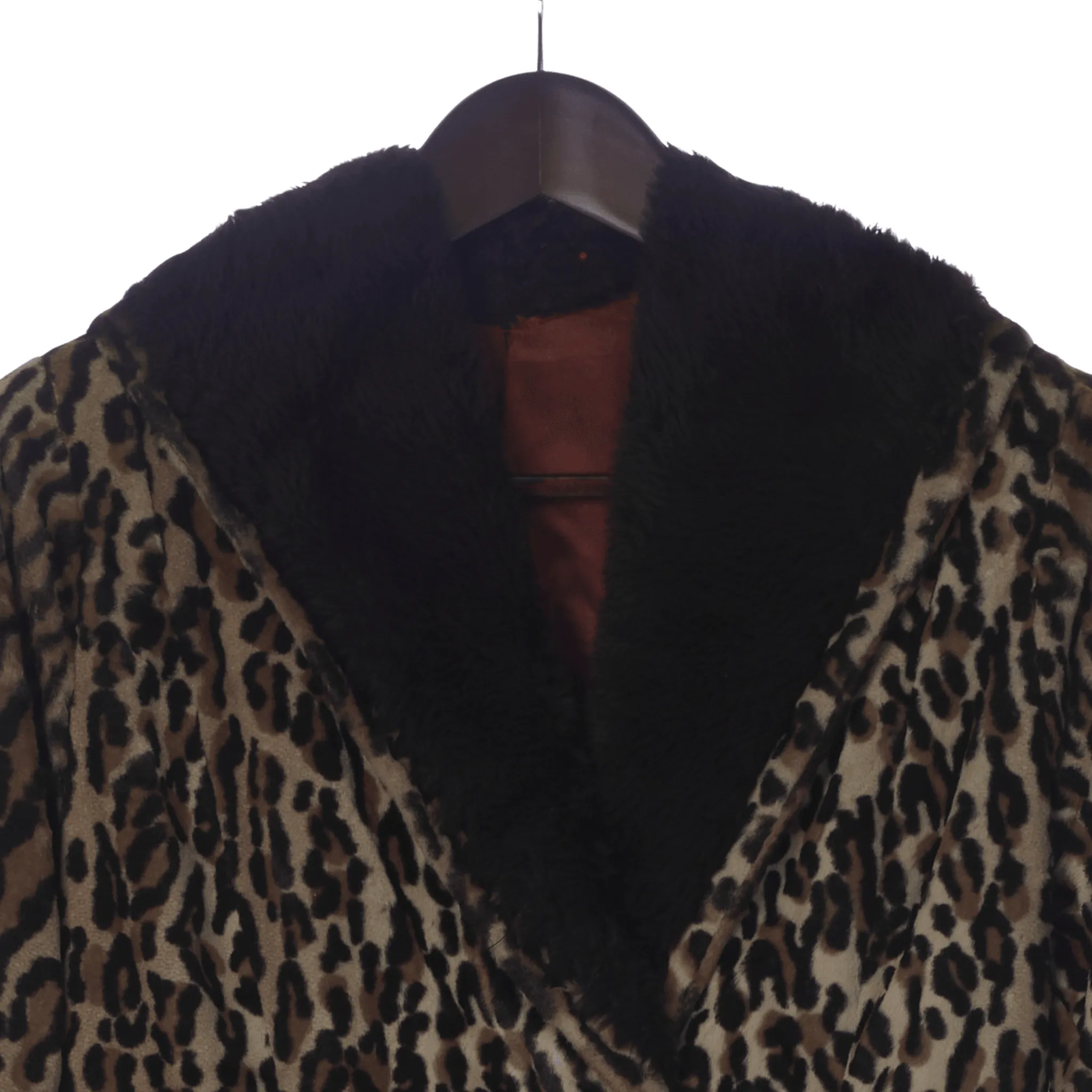 Vintage Faux Fur Leopard Print Long Sleeved Coat UK Size 8.