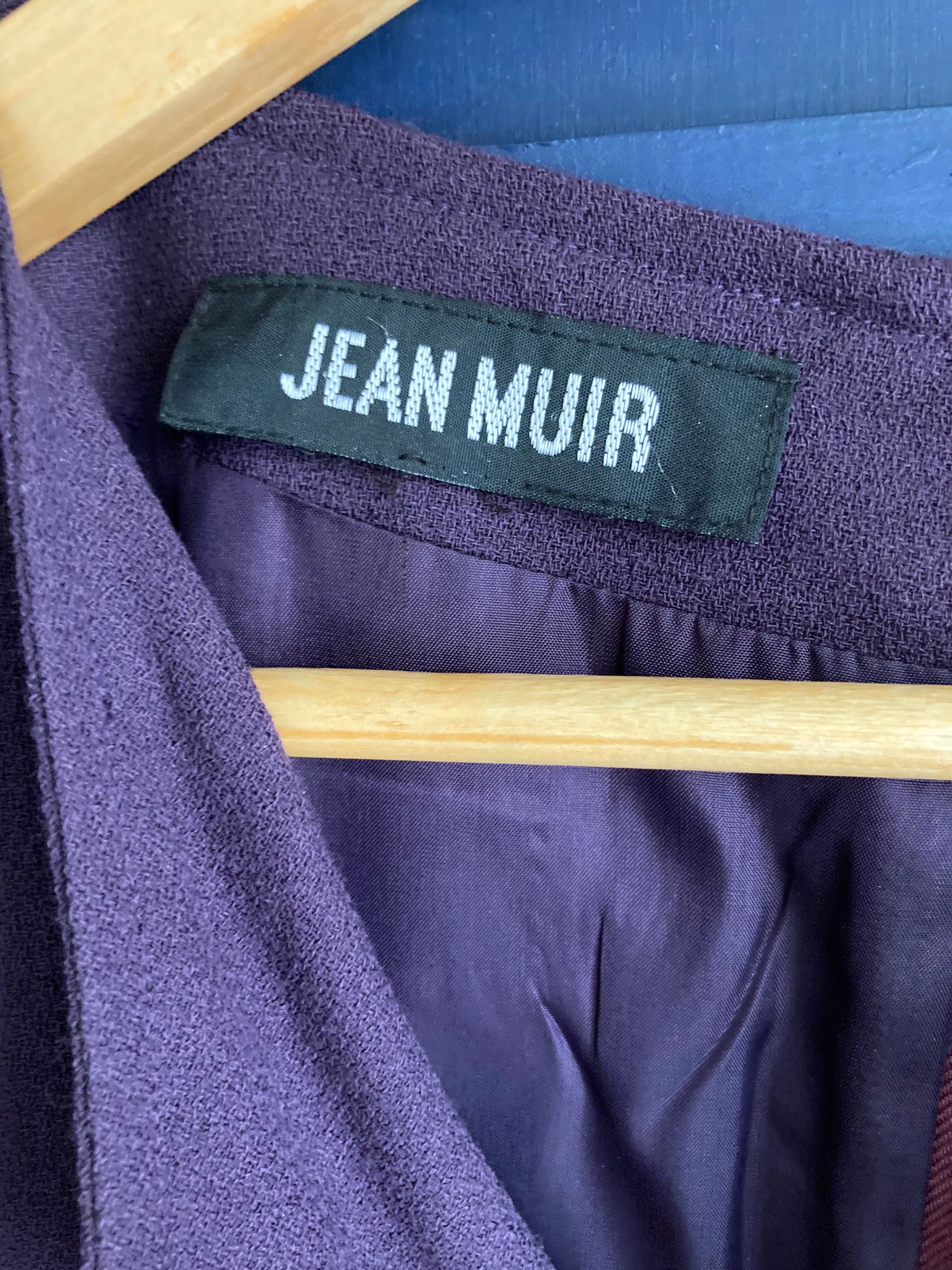 Vintage Jean Muir Crepe Purple Long Sleeved Dress and Matching Coat Suit UK Size 14