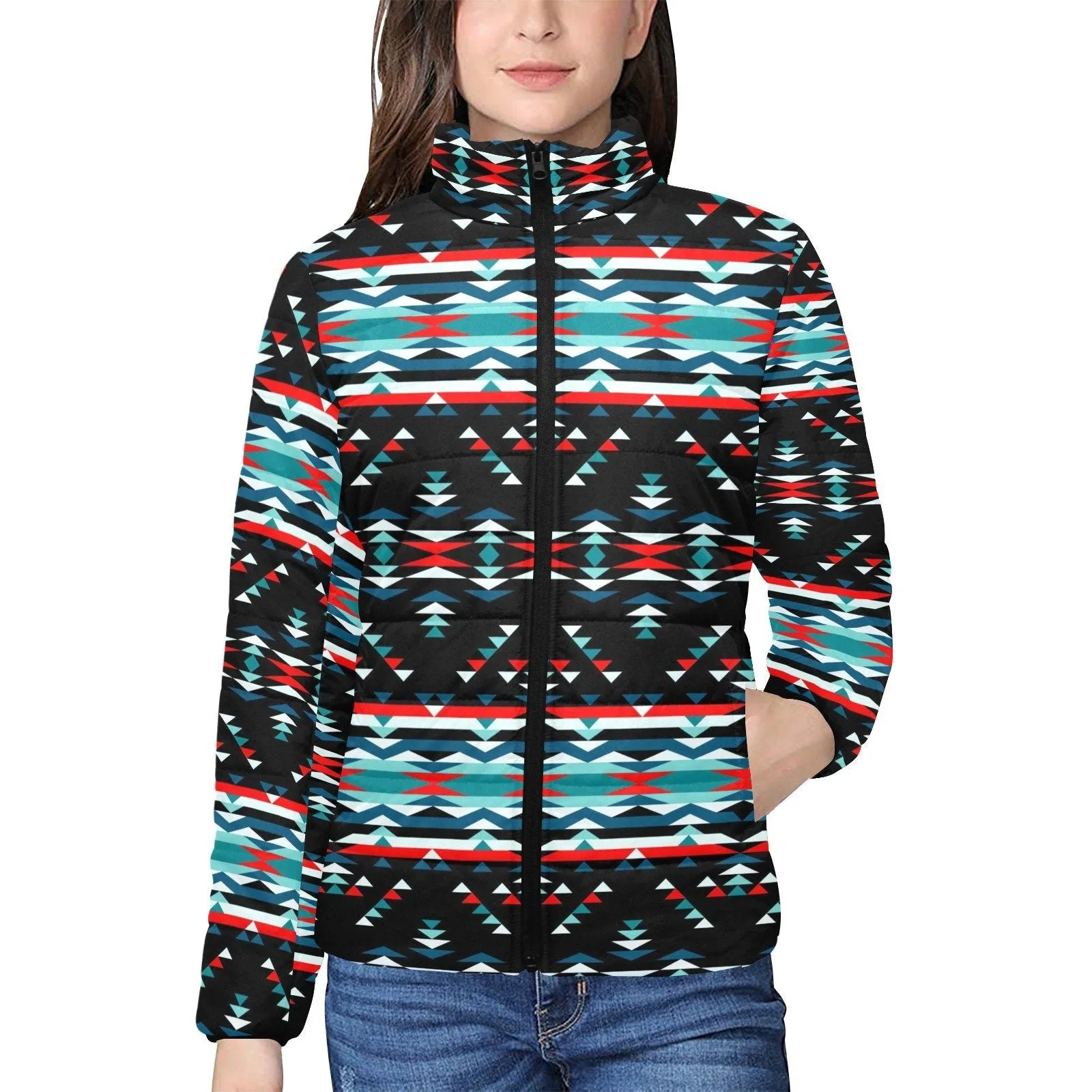 Visions of Peaceful Nights Women's Stand Collar Padded Jacket