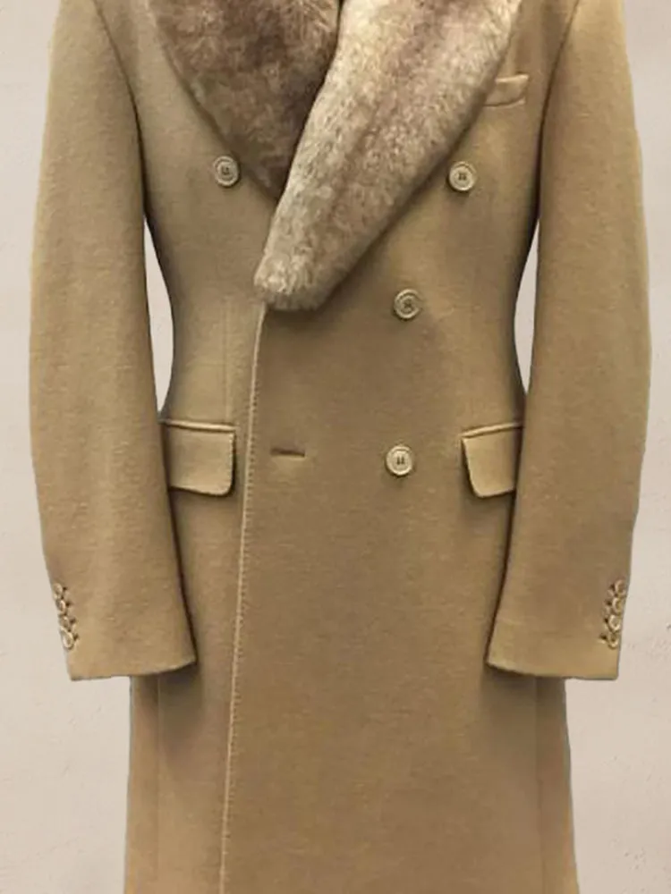 Warm Double-Breasted Tweed Coat