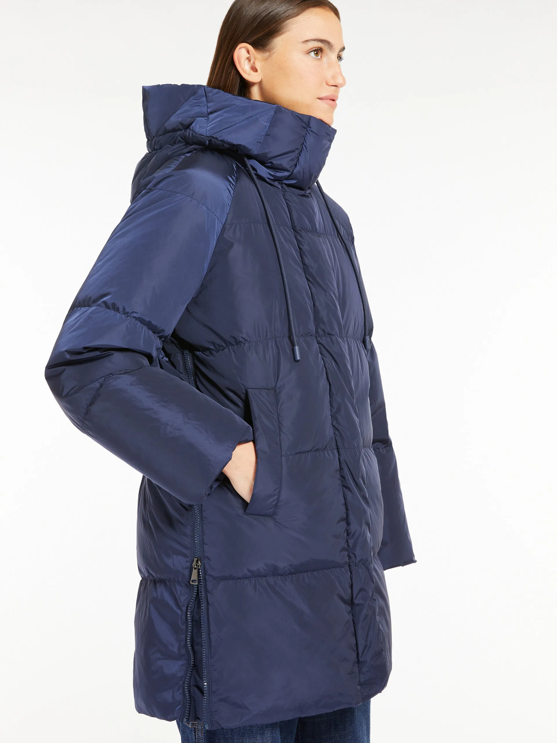 WEEKEND MAX MARA WATER-REPELLANT TAFFETA PARKA IN NAVY