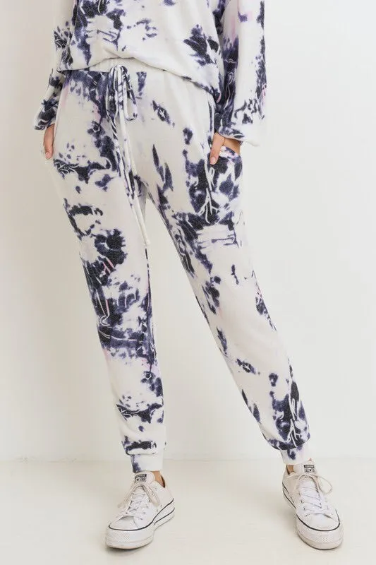 White & Navy Tie Dye Loungewear Set