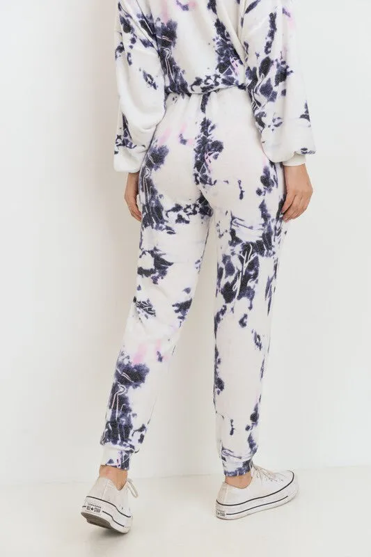 White & Navy Tie Dye Loungewear Set