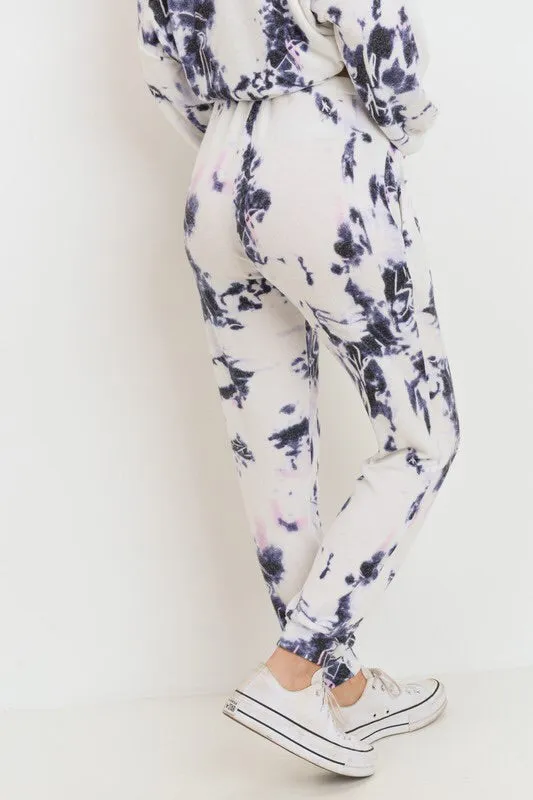 White & Navy Tie Dye Loungewear Set