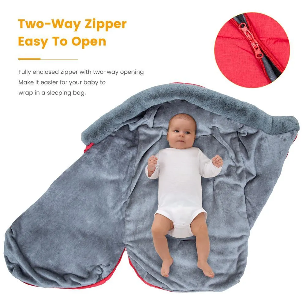 Winter Sleeping Bags Envelope Newborn Baby Stroller Sleepsack Hooded