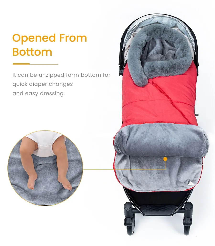 Winter Sleeping Bags Envelope Newborn Baby Stroller Sleepsack Hooded