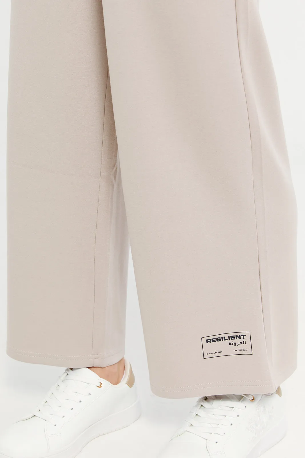 Women Beige Straight Leg Active Pants