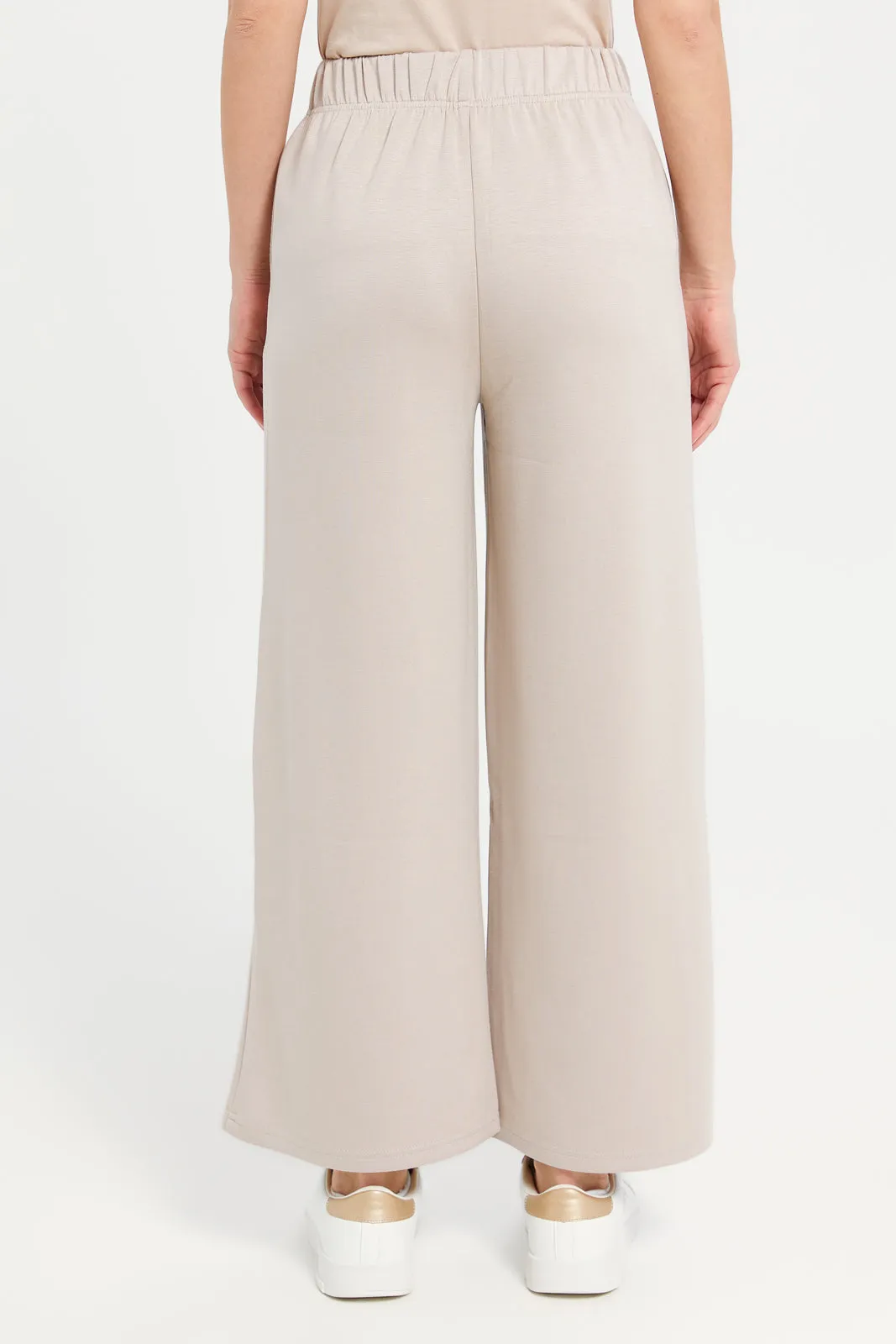 Women Beige Straight Leg Active Pants