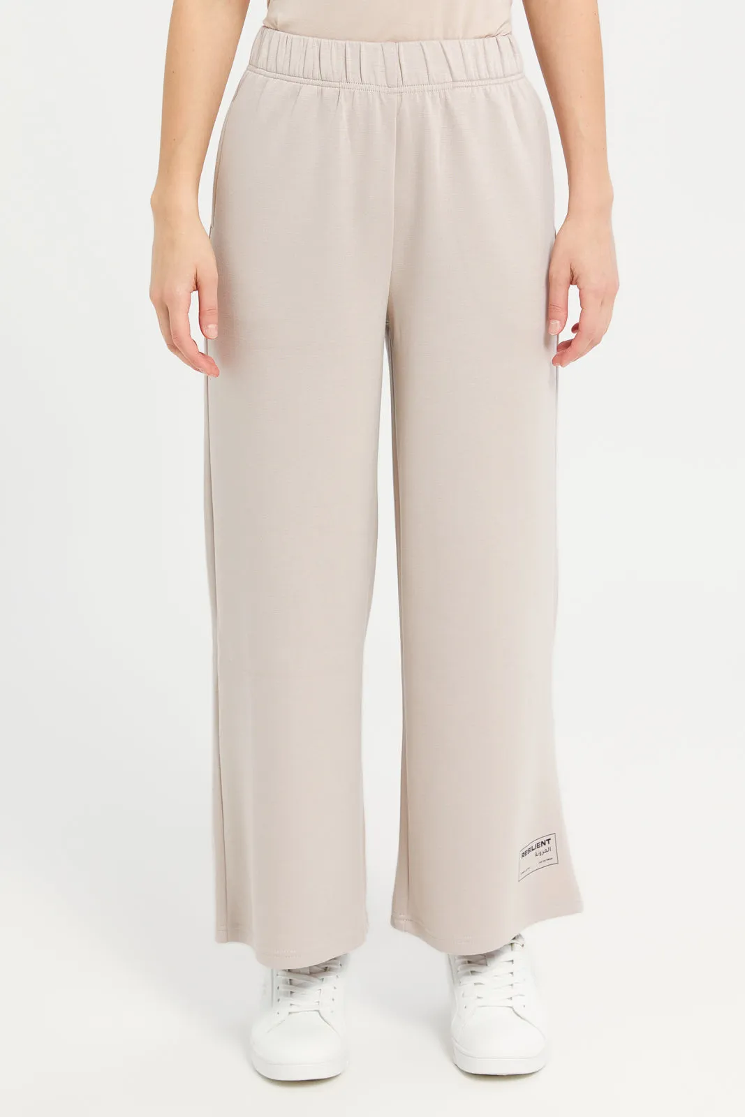 Women Beige Straight Leg Active Pants