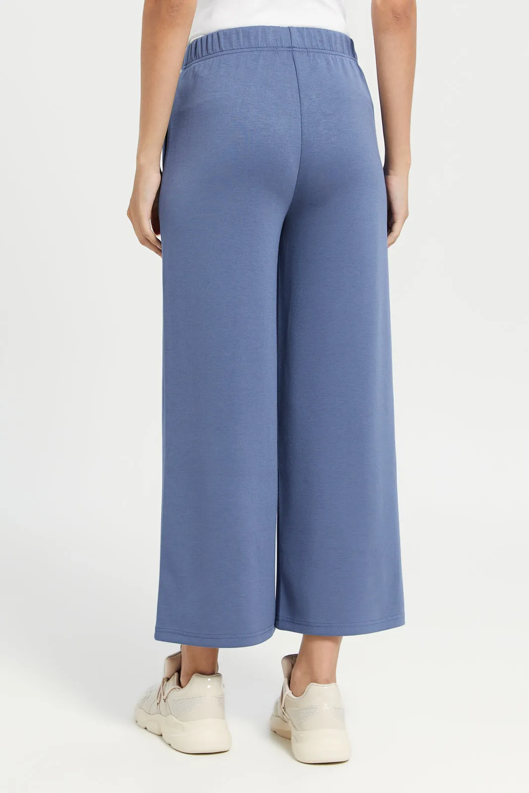 Women Blue Wide Leg Active Pants