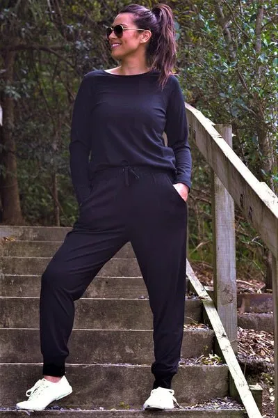 WOMEN'S 100% MERINO WOOL (210) JOGGER PANTS BLACK