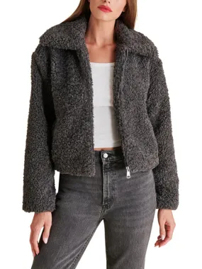 Women's Faux Fur Cropped Jacket,Dark Grey