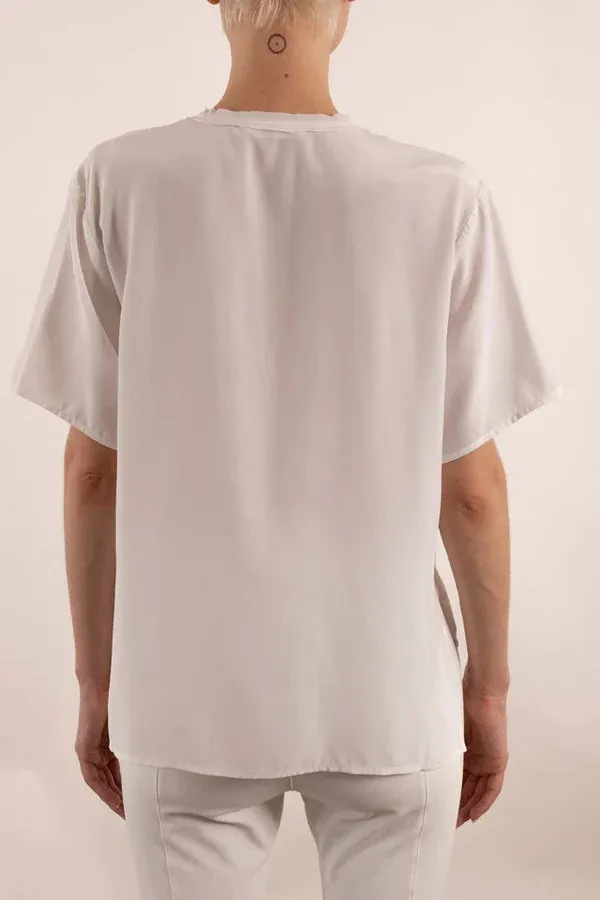 Yvett Silk Pocket Tee - White