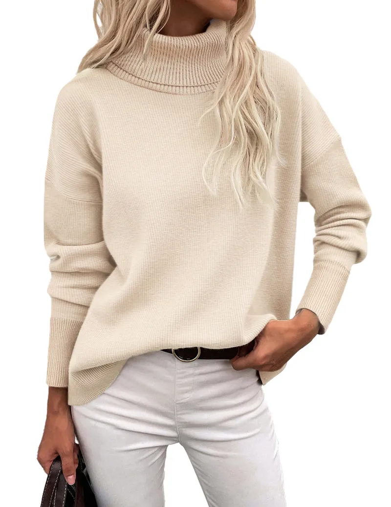 Zeagoo Women's Turtleneck Sweater Fall Winter Chunky Knitted Pullover