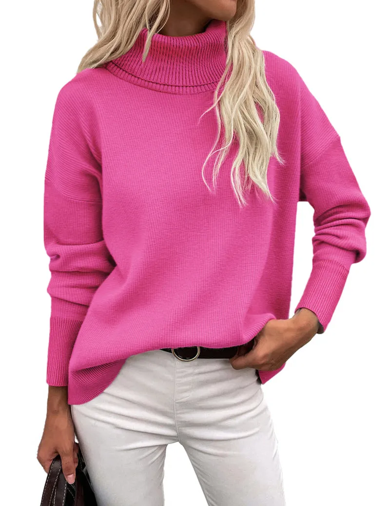 Zeagoo Women's Turtleneck Sweater Fall Winter Chunky Knitted Pullover