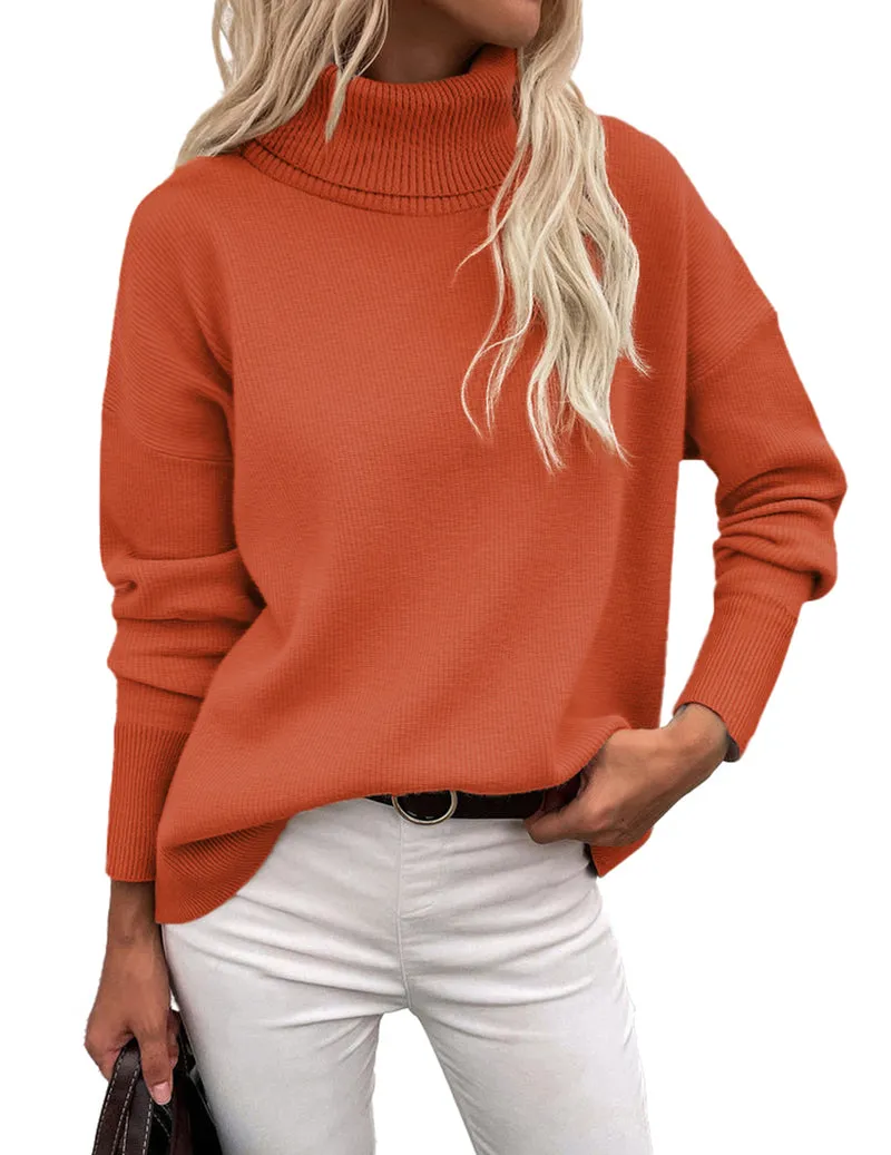 Zeagoo Women's Turtleneck Sweater Fall Winter Chunky Knitted Pullover