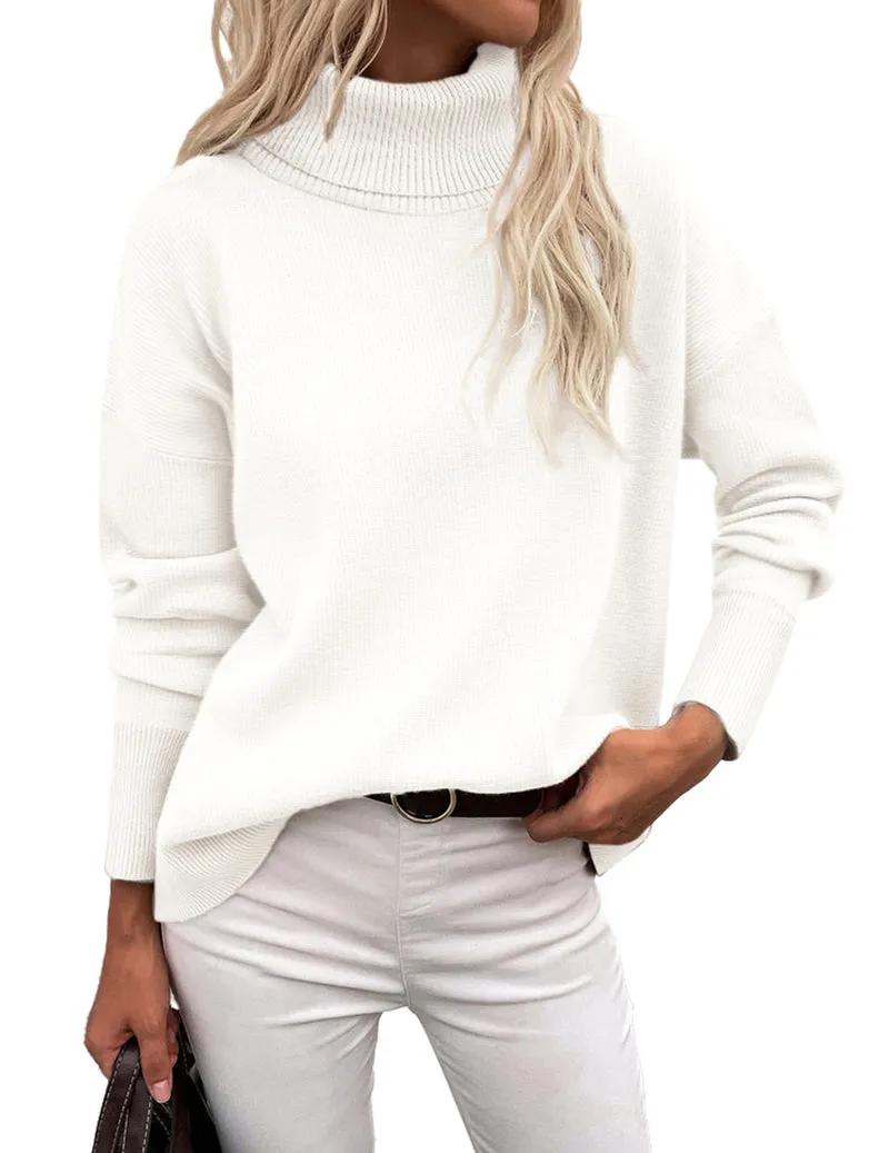 Zeagoo Women's Turtleneck Sweater Fall Winter Chunky Knitted Pullover