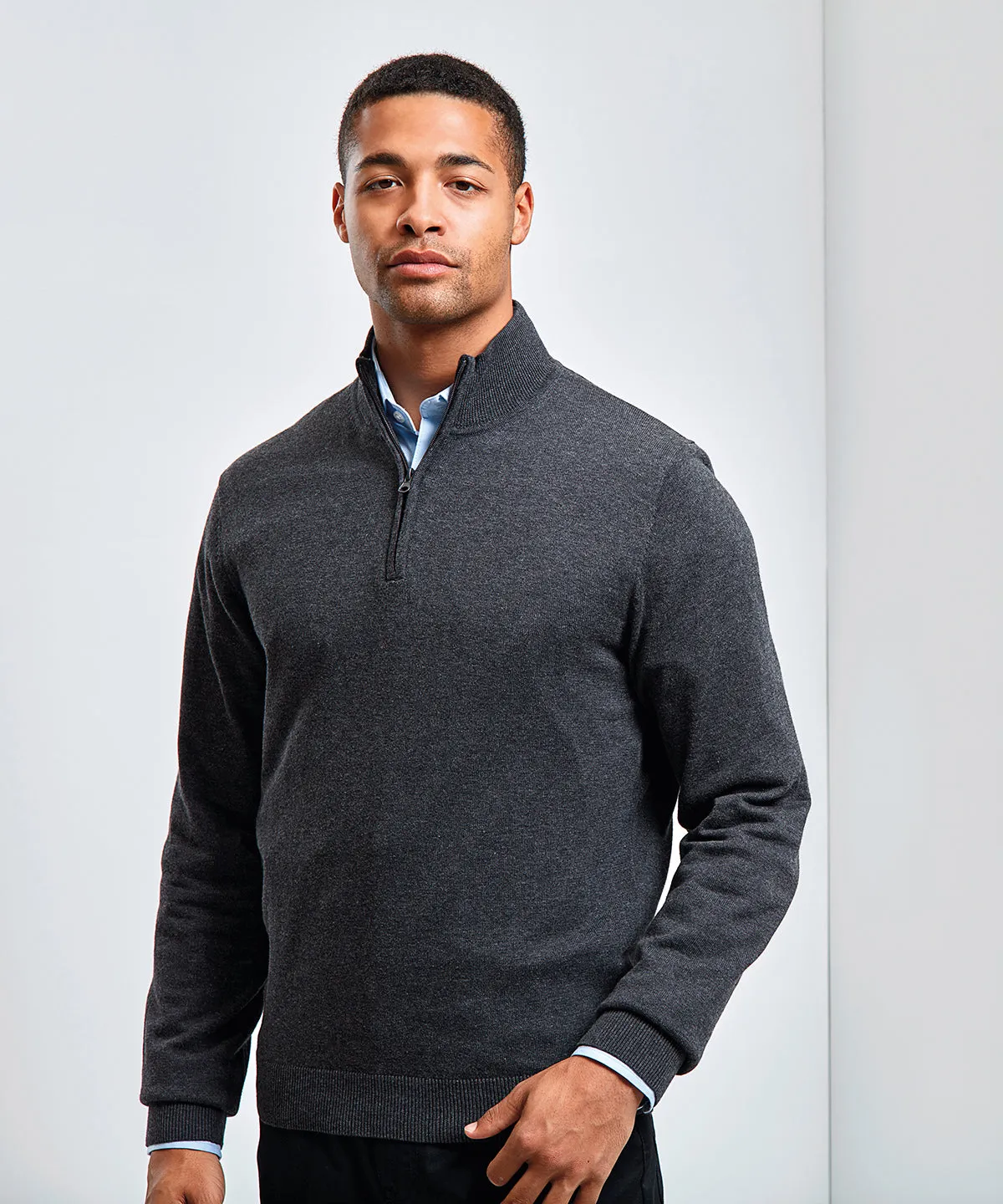 zip knitted sweater | Navy